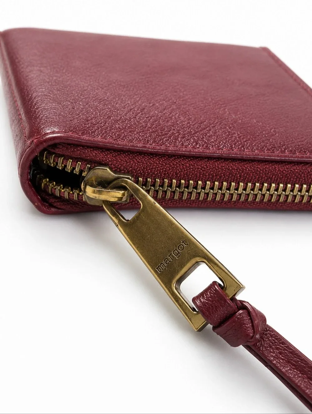 MARGOT Leather Burgandy Zip Wristlet Wallet